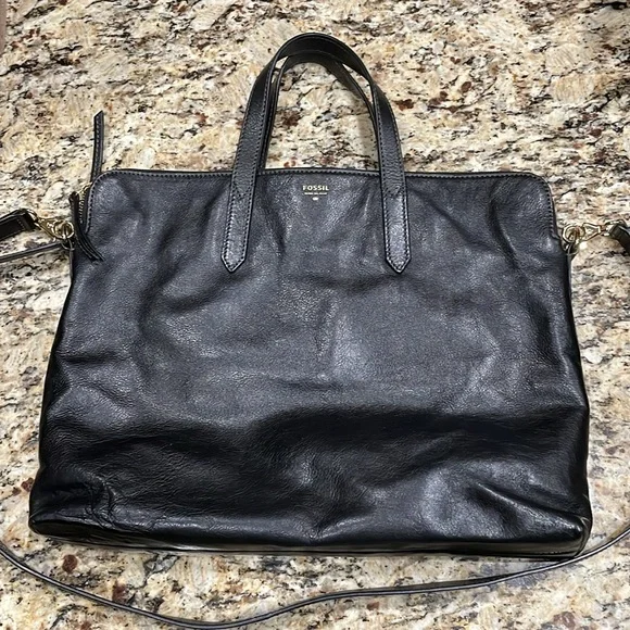 Fossil Shoulder/Laptop Bag Black Leather